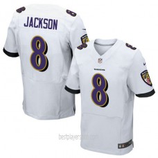 Baltimore Ravens Lamar Jackson #8 Mens Elite White Road Jersey Bestplayer
